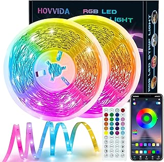 HOVVIDA Ruban LED 30M, 30 LED/Mètre, 2x15M, 24V RVB Bande LED, 900 LED, APP et Télécommande, Synchronisation de la Musique, Mode Minuterie, pour Chambre, Salle de Jeux, Fête, Festival