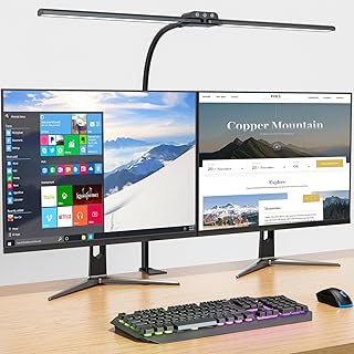 KableRika Lampe de Bureau LED Puissante, Lampe de bureau à double tête avec pince, Lampe d