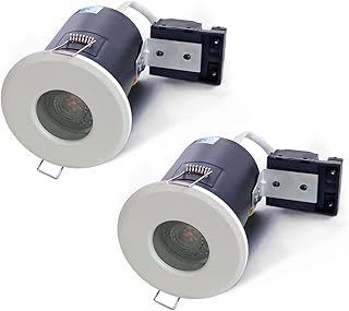 2XSweier Plafonnier blanc 90 minutes résistant au feu, Spots de plafond encastrés à LED IP65 étanches, 230V GU10 Downlight Pas de transformateur nécessaire