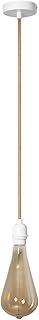 LEDKIA LIGHTING - Support à Douille pour Suspension | Câble Textile 1.5m | Douille E27 | IP20 Intérieur | Diamètre 100mm | Corde Naturelle et Blanche, Naturel, Corde
