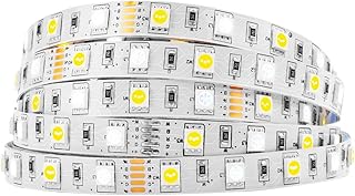 BTF-LIGHTING 5050 RGBW RGB+Blanc chaud(3000K) 150RGB+150White LED 5m 60LEDs/m Ruban LED multicolore Lumières IP30 PCB blanc non étanche DC12V pour la décoration de la maison de cuisine