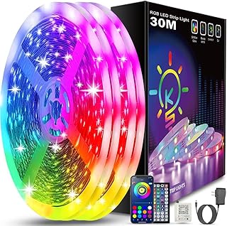 Keepsmile Ruban Led 30m (15mx2), Led Chambre Bluetooth, Bande Led Contrôlé par Télécommande APP, Guirlande Lumineuse Décoration Chambre Led Bureau